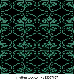 Seamless Chinese Background Botanic Spiral Curve Frame