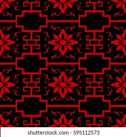 Seamless Chinese Background Cross Geometry Frame Flower
