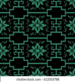 Seamless Chinese Background Cross Geometry Frame Flower
