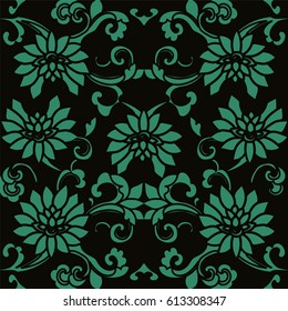 Seamless Chinese Background Cross Spiral Garden Flower Vine