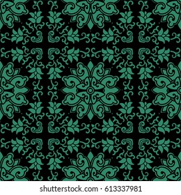 Seamless Chinese Background Cross Spiral Vine Flower