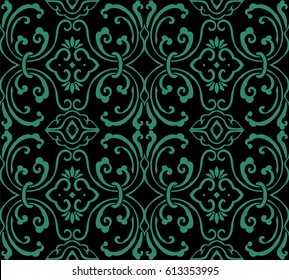 Seamless Chinese Background Round Spiral Wave Vine Chain