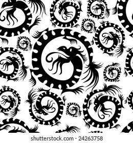 Seamless chinese black dragon pattern (from my ethnic pattern collection)