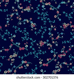 seamless Chinese floral pattern. ditsy flowers, stylized illustration, very gentle. Oriental, asian traditional style, trendy for fashion.