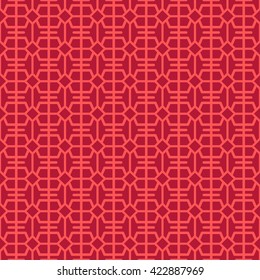 Seamless Chinese Lattice Pattern made of Auspicious Symbol "Shou", Meaning Luck and Long Live. 
