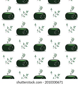 seamless chinese mug patterns with hot green tea