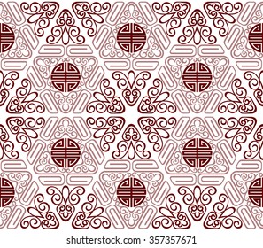 Seamless Chinese Pattern of longevity and lucky Symbols