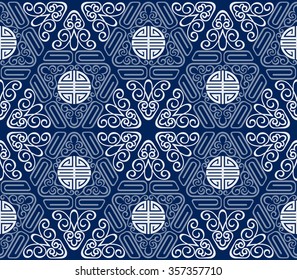 Seamless Chinese Pattern of longevity and lucky Symbols
