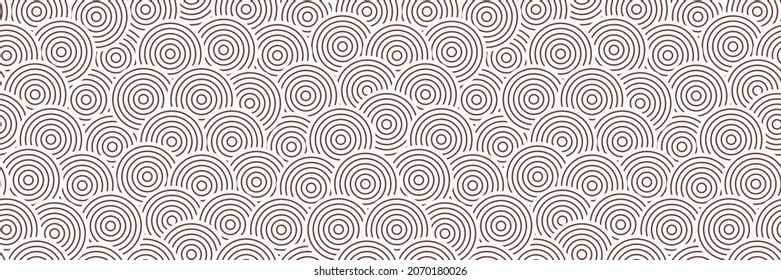 Seamless chinese pattern. Universal print in Asian style (Korean, Chinese, Japanese). Wave circle (fish scales) ornament. Panoramic monochrome textured oriental background. Vector illustration.
