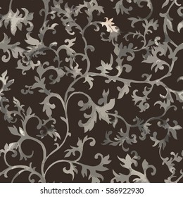 Seamless chinese pattern. Watercolor style wallpaper with floral ornament pattern. Vector Illustration.