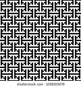 Seamless Chinese Sayagata pattern. Repeated interlocking figures background. China ornament. Traditional window tracery image. Ancient ethnic mosaic motif. Digital paper for textile print. Vector art.