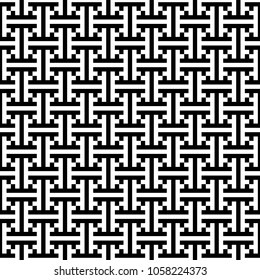 Seamless Chinese Sayagata pattern. Repeated interlocking figures background. China ornament. Traditional window tracery image. Ancient ethnic mosaic motif. Digital paper for textile print. Vector art.