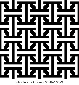 Seamless Chinese Sayagata pattern. Repeated interlocking figures background. China ornament. Traditional window tracery image. Ancient ethnic mosaic motif. Digital paper for textile print. Vector art.