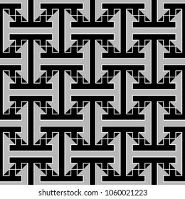Seamless Chinese Sayagata pattern. Repeated interlocking figures background. Oriental ornament. Traditional ethnic image. Ancient mosaic motif. Digital paper for textile print, web design. Vector art.