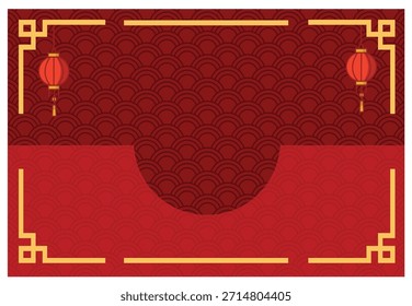 Seamless Chinese traditional pattern background with red and gold lattice frames. Elegant oriental graphic design for wallpaper, fabric, and branding