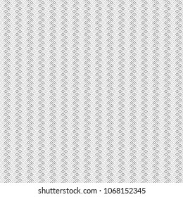 Seamless Chinese window tracery pattern design. Repeated black diamonds and angle brackets on white background. Scallop ornament. Image with scales. Ancient japanese scallops motif. Squama. Vector art