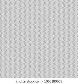 Seamless Chinese window tracery pattern design. Repeated black diamonds and angle brackets on white background. Scallop ornament. Image with scales. Ancient japanese scallops motif. Squama. Vector art