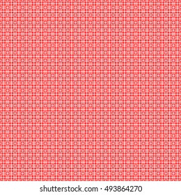 Seamless Chinese window tracery pattern. Repeated stylized red squares on white background. Symmetric geometric abstract wallpaper. Trellis motif. Digital paper, textile print. Vector illustration