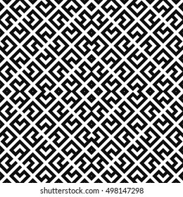 Seamless Chinese window tracery pattern. Repeated stylized black rhombuses on white background. Symmetric geometric abstract wallpaper. Trellis motif. Digital paper, textile print. Vector illustration