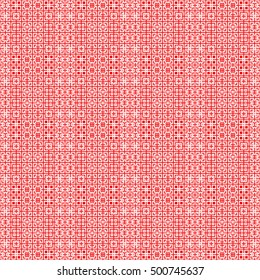 Seamless Chinese window tracery pattern. Repeated stylized red squares on white background. Symmetric geometric abstract wallpaper. Trellis motif. Digital paper, textile print. Vector illustration