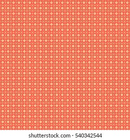 Seamless Chinese window tracery pattern. Repeated stylized red squares on yellow background. Symmetric geometric abstract wallpaper. Trellis motif. Digital paper, textile print. Vector illustration