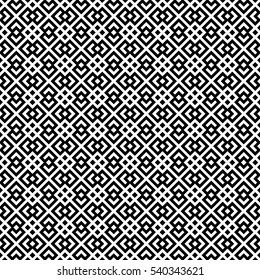 Seamless Chinese window tracery pattern. Repeated stylized black rhombuses on white background. Symmetric geometric abstract wallpaper. Trellis motif. Digital paper, textile print. Vector illustration