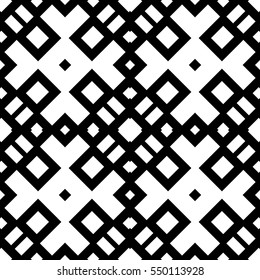 Seamless Chinese window tracery pattern. Repeated white figures on black background. Symmetric geometric wallpaper. Trellis motif. Digital paper for textile print. Ethnic vector art illustration