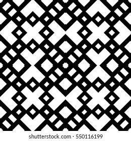 Seamless Chinese window tracery pattern. Repeated white figures on black background. Symmetric geometric wallpaper. Trellis motif. Digital paper for textile print. Ethnic vector art illustration