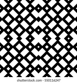 Seamless Chinese window tracery pattern. Repeated white figures on black background. Symmetric geometric wallpaper. Trellis motif. Digital paper for textile print. Ethnic vector art illustration