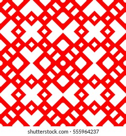 Seamless Chinese window tracery pattern. Repeated white figures on black background. Symmetric geometric wallpaper. Trellis motif. Digital paper for textile print. Ethnic vector art illustration