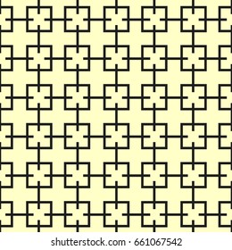 Seamless Chinese window tracery pattern. Repeated stylized black rhombuses on white background. Symmetric geometric abstract wallpaper. Trellis motif. Digital paper, textile print. Vector illustration