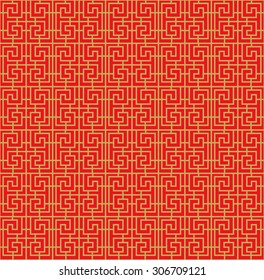 Seamless Chinese window tracery spiral square geometry line pattern.
Seamless background image of vintage Chinese style window tracery spiral square geometry line pattern.

