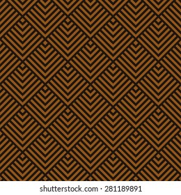 Seamless Chocolate Brown Art Deco Square Chevrons Pattern Vector