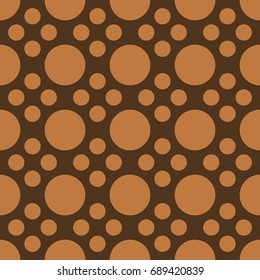 Seamless chocolate brown fancy complex polka dot textile pattern vector