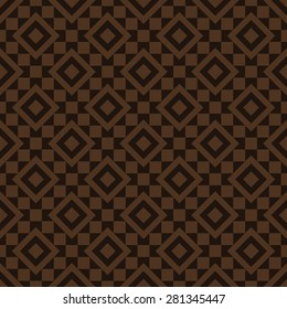 Seamless chocolate brown geometric diagonal squares tile pattern vector