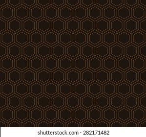 Seamless chocolate brown hexagon pattern vector
