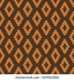 Seamless chocolate brown hexagonal outline diamond vintage textile tribal pattern vector