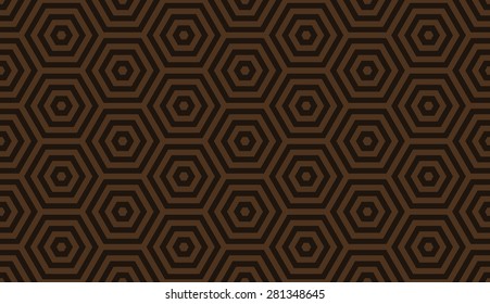 Seamless chocolate brown op art hexagon illusion pattern vector