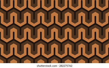 Seamless chocolate brown retro isometric futuristic pattern vector
