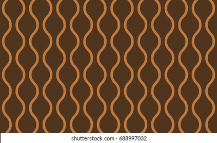 Seamless chocolate brown rounded vertical zig zag lines abstract ogee pattern vector