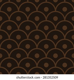 Seamless chocolate brown simple dotted japanese scales pattern vector