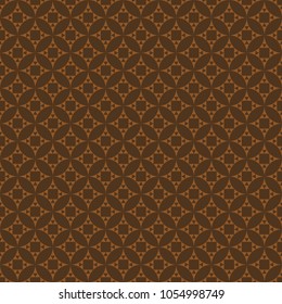 Seamless chocolate brown vintage round exclusion pattern with squares and triangles vector