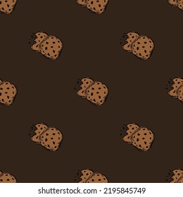 Seamless chocolate cookies pattern. Sweets and candy background. Doodle vector illustration with sweets and candy icons