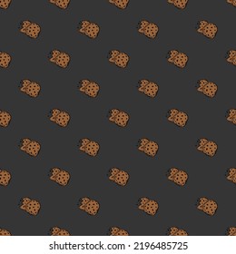 Seamless chocolate cookies pattern. Sweets and candy background. Doodle vector illustration with sweets and candy icons
