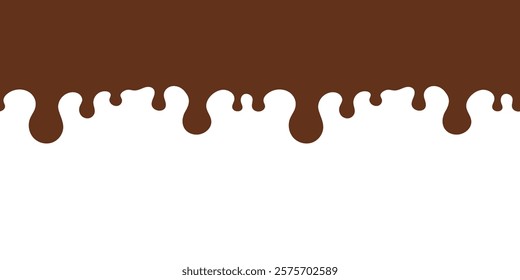 Seamless Chocolate Drip Border Design Minimalistic Abstract Brown and White Background for Creative Food Themes or Templates