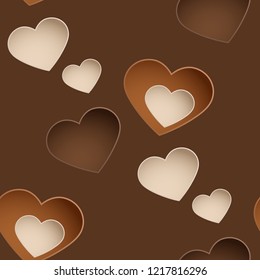 Seamless chocolate pattern with sweetmeat in form heart