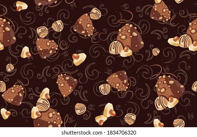 Seamless chocolate pattern with sweets, pattern