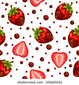 Seamless chocolate strawberries pattern