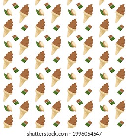 Seamless Chocolate-flavored Soft Serve Ice Cream. Pattern Illustration