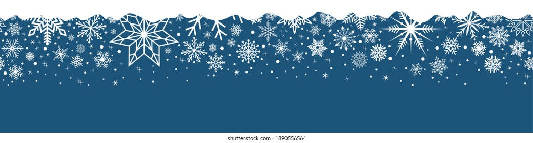 Seamless Christmas abstract vector ornament with white snowflakes and stars.
Blue green Background.